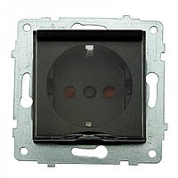 Механізм розетки з заземленням з кришкою та шторками GRANO чорний