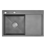 Кухонна мийка правостороння DUSEL з нержавіючої сталі SS304 DS50678-2RNG 78х49х23 з PVD покриттям Nano Grey, фото 7