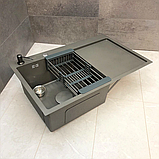 Кухонна мийка правостороння DUSEL з нержавіючої сталі SS304 DS50678-2RNG 78х49х23 з PVD покриттям Nano Grey, фото 8