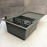 Кухонна мийка правостороння DUSEL з нержавіючої сталі SS304 DS50678-2RNG 78х49х23 з PVD покриттям Nano Grey, фото 9