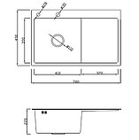 Кухонна мийка правостороння DUSEL з нержавіючої сталі SS304 DS50678-2RNG 78х49х23 з PVD покриттям Nano Grey, фото 10