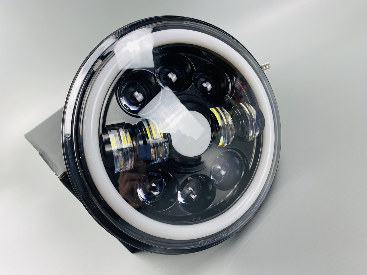 Фара головного світла LED 65W (ближній + дальні + ходові вогні — кільце + DRL Red point) 7 дюймів, фото 1