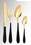 Набір столових приборів із неіржавкої сталі на 6 персон коробці, 24 предмети Золото з чорним, фото 2