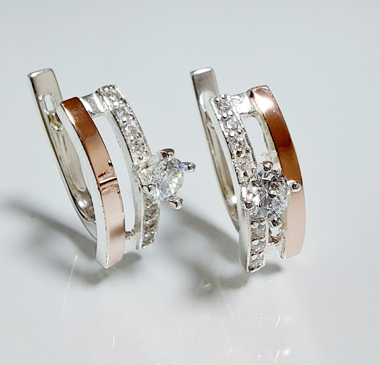 Срібні сережки з золотими пластинами, фото 1