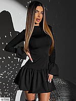 Коротке обтисле плаття міні жіноче з розкльошеною спідницею від стегна та воланами розміри 42-48 арт 698