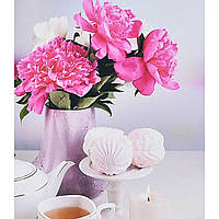 Набір алмазної вишивки Аромати півоній та чаю Strateg розміром 40х50см SK88239 Алмазна живопис квадратними стразами на підрамнику