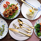 Набір столового приладдя з неіржавкої сталі на 6 персон у подарунковій коробці, 24 предмети Золото, фото 6