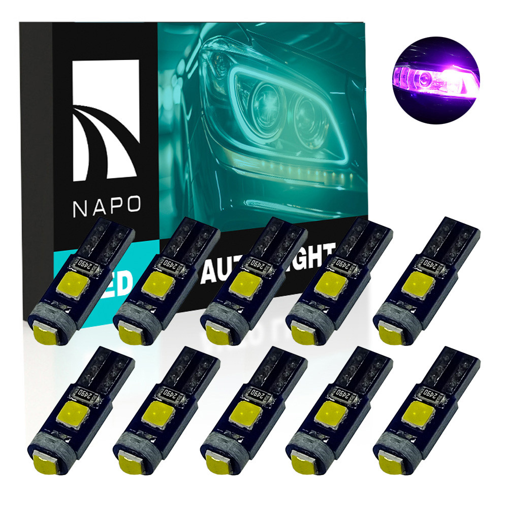Комплект світлодіодних ламп NAPO LED T5-3030-3smd T5 W1,2W 10 шт колір світіння рожевий, фото 1