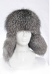 Хутряна чоловіча шапка-вушанка з чорнобурки