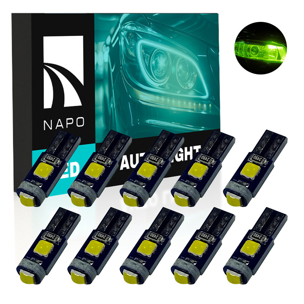 Комплект світлодіодних ламп NAPO LED T5-3030-3smd T5 W1,2W 10 шт колір світіння зелений, фото 1