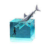 Нічна лампа на стіл "Акула та дайвер", розмір 5х5 см., фото 2