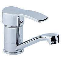 Змішувач для кухні одноважільний, кран для мийки на кухню поворотний (латунь, прямий вилив, на гайці) AQUATICA