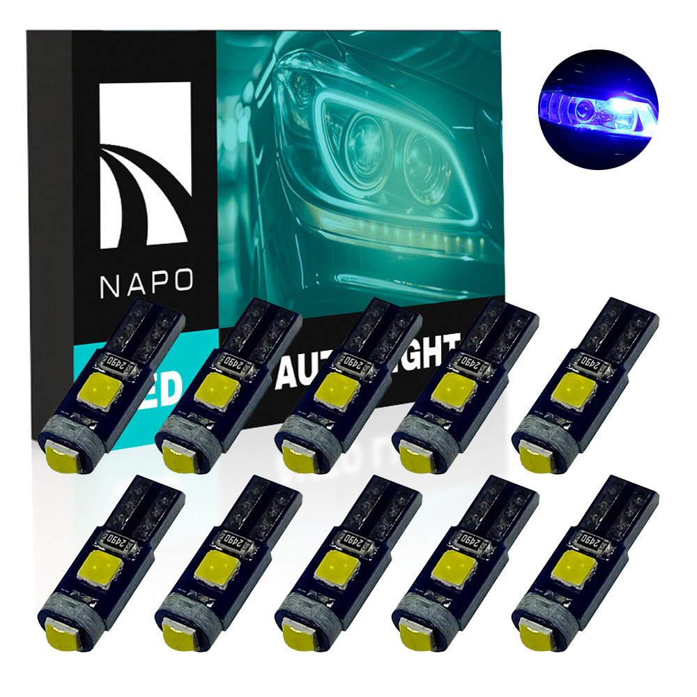 Комплект світлодіодних ламп NAPO LED T5-3030-3smd T5 W1,2W 10 шт колір світіння синій, фото 1