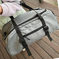 Універсальна сумка через плече з відділенням для взуття чоловіча жіноча сіра KARMT 4.0, фото 4