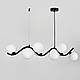 Чорна люстра з хвилястим корпусом 90 см на 8 білих плафонів A 2266/8 BK+WT, фото 4