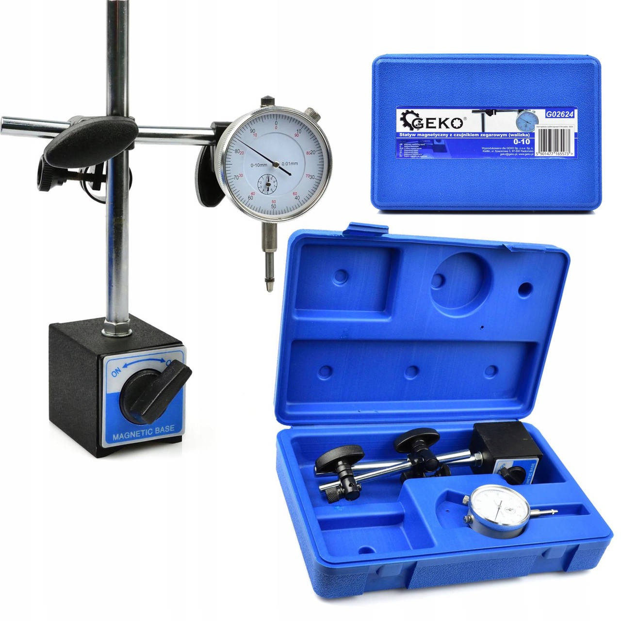 Індикатор стрілочного типу зі стійкою на магнітному утримувачі Geko G02624 Польща, фото 1