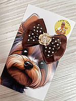 Бант ручної роботи на шпильці «крокодил» для домашніх тварин, серия SWEET CHOCOLATE