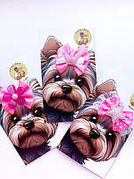 Бант ручної роботи на шпильці «крокодил» для домашніх тварин, серия РОЖЕВІ