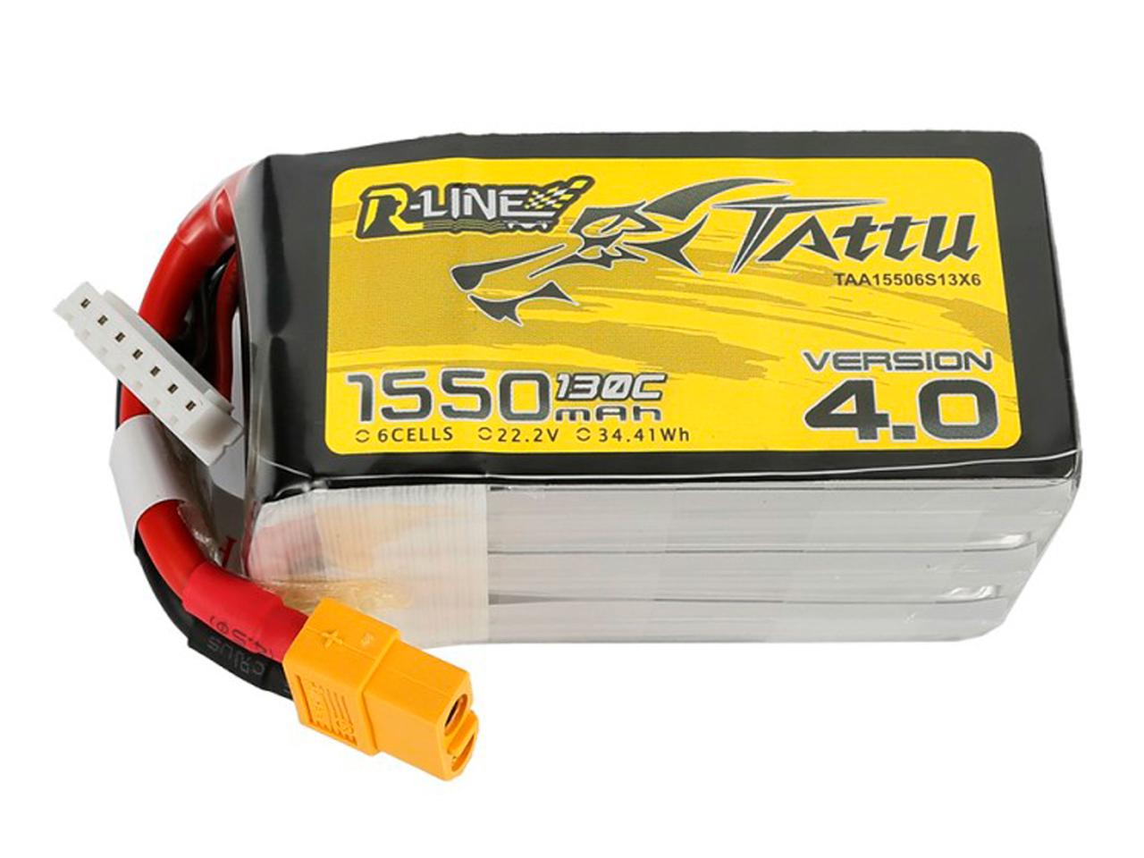LiPo акумулятор TATTU R-Line V4.0 1550 mAh 6S 130C XT60 для FPV дронів і перегонових квадрокоптерів