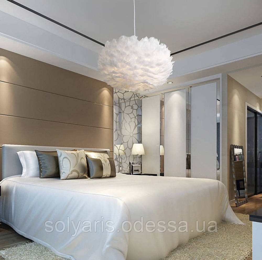 Світильник із натуральним пір'ям білого кольору AS 22136 WT, фото 1