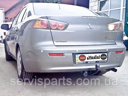 Фаркоп Mitsubishi Lancer X 2012-2017 (Мітсубісі Лансер 10) без підрізу бампера, фото 1