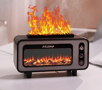 Зволожувач-аромадифузор на 200мл "Vintage Fireplace" з ефектом полум'я, чорний