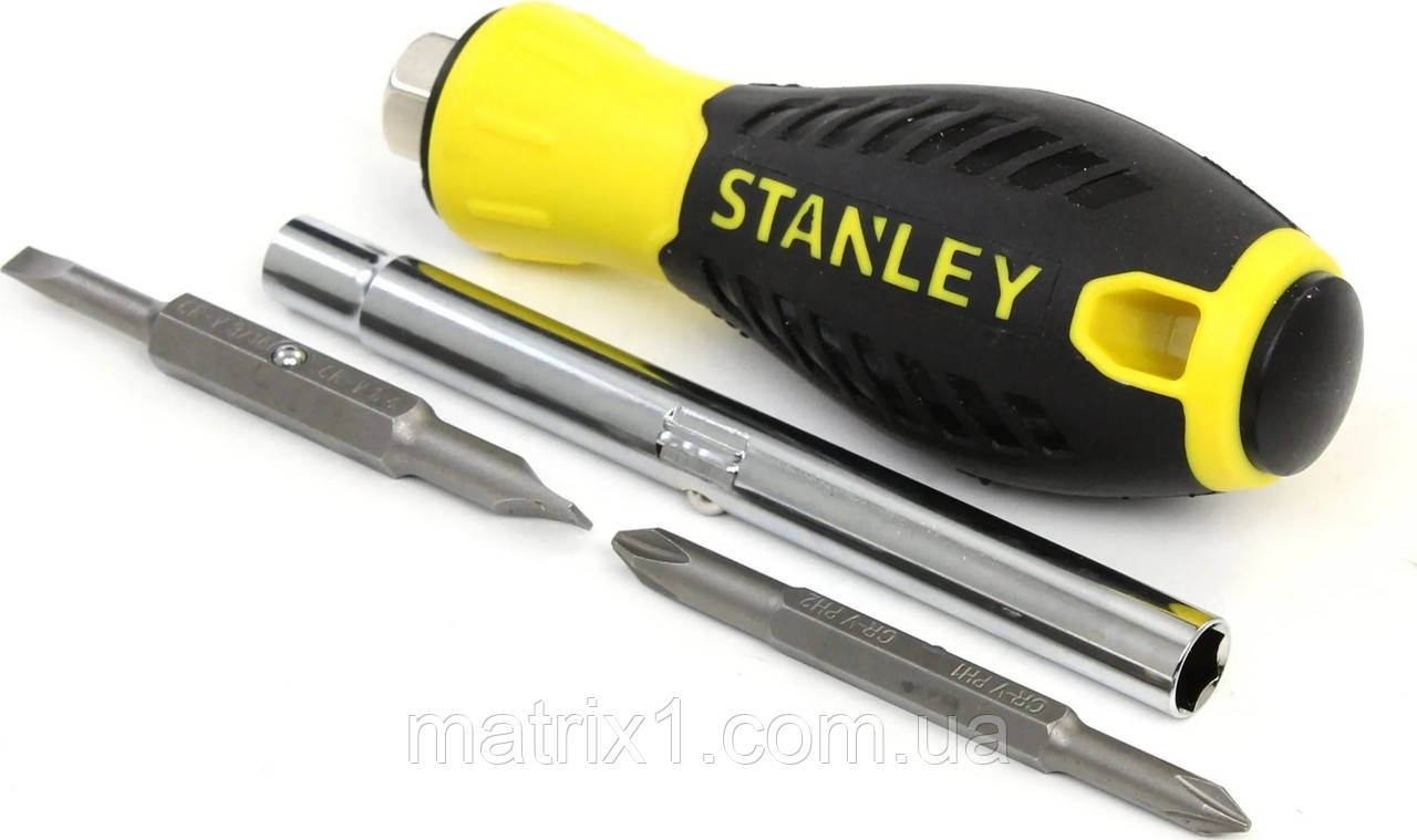 Викрутка STANLEY «6 Way»: насадки двосторонні PH1/PH2 1 шт., SL4,5/SL6 1 шт. подовжувач 6x8 мSTANLEY 0-68-012