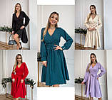 Баклажанова однотонна сукня сукня з імітацією заходу, фото 9