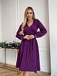 Баклажанова однотонна сукня сукня з імітацією заходу, фото 2