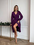 Баклажанова однотонна сукня сукня з імітацією заходу, фото 5