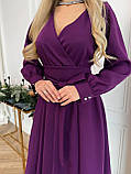Баклажанова однотонна сукня сукня з імітацією заходу, фото 6