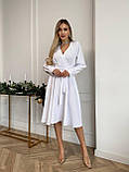 Біла однотонна сукня сукня з імітацією заходу, фото 3