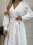 Біла однотонна сукня сукня з імітацією заходу, фото 5