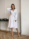 Біла однотонна сукня сукня з імітацією заходу, фото 6