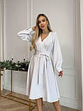 Біла однотонна сукня сукня з імітацією заходу, фото 2