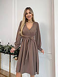 Кавове однотонне плаття плаття з імітацією заходу, фото 3
