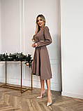 Кавове однотонне плаття плаття з імітацією заходу, фото 7