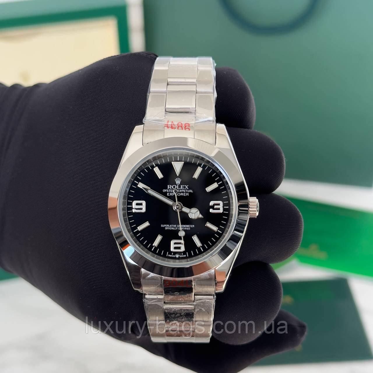 Стильний наручний годинник R.o.l.e.x. Explorer Silver-Black