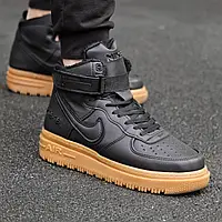 Чоловічі Зимові Кросівки Найк Лунар 42р Чорні Високі, Кросівки Nike Lunar 42р Black шкіряні зима на хутрі