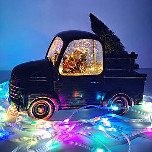 Новорічний музичний світильник зі снігом Water Lantern Машинка дід ОО95 ретро-нічник з ефектом снігу