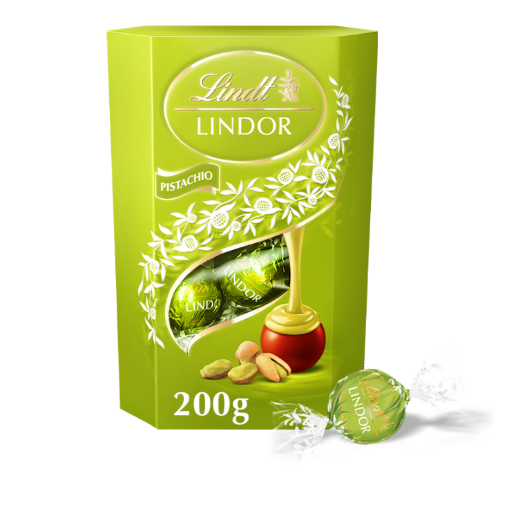 Цукерки Lindt Lindor Praliny Pistachio з молочного шоколаду з фісташковою начинкою, 200г