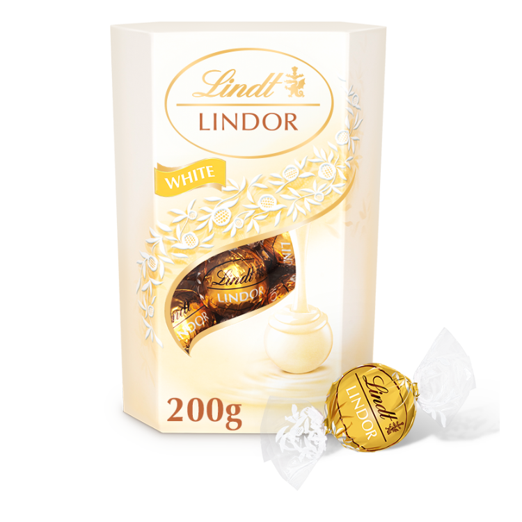 Цукерки Lindt Lindor White з білого шоколаду з м'якою начинкою, 200г