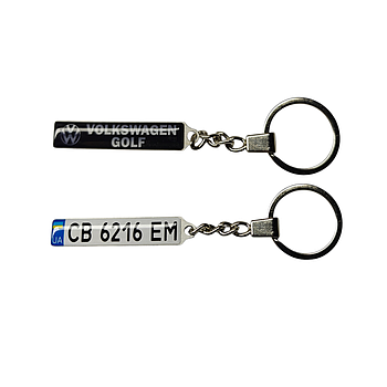 Брелок з номером Volkswagen Golf (двосторонній)