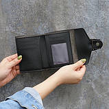 Жіночий класичний гаманець 186 з золотою підковою чорний, фото 3