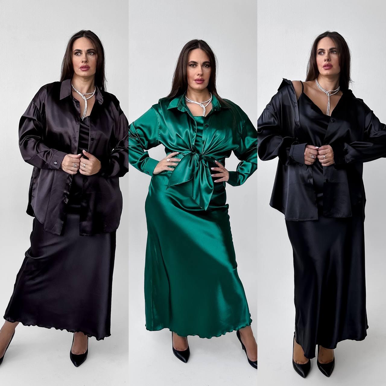 Жіноча сорочка з атласу, фото 1