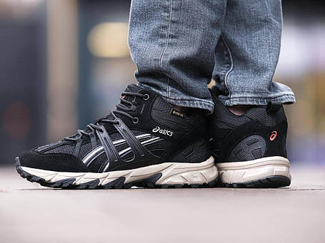 Зимові Чоловічі Кросівки Asics Gel-Sonoma 15-50 GTX High / Асікс Гел-Сонома 15-50 Високі Чорні з Бежевим Хутро, фото 1