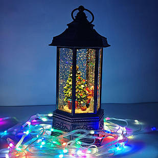 Новорічний музичний світильник зі снігом Water Lantern Міцність 30 см ОО-911 ретро ліхтар з ефектом снігу