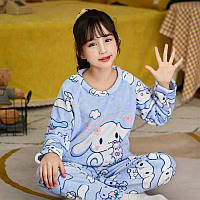 Детская плюшевая теплая пижама для девочки Cinnamoroll 135-145см 8-10лет голубая (10364)