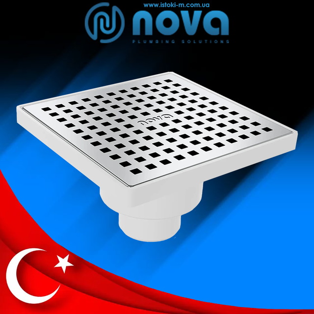 Трап зливний пластиковий із кришкою з нержавіючої сталі 150х150мм прямий вихід Ø50мм NOVA 5036 купити трап сантехнічний з решіткою з нержавіючої сталі 150х150 купити_трап сантехнічний з решіткою з нержавіючої сталі 150х150 купити інтернет магазин_трап сантехнічний з решіткою з нержавіючої сталі 150х150 запоріжжі купити_nova україна_nova купити інтернет магазин