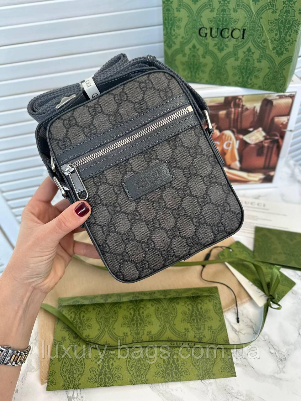 Чоловіча мінісумка зі шкіри Gucci (люкс якість)